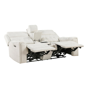 Polished Microfiber Power Double Reclining Loveseat