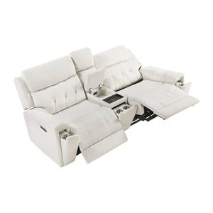Polished Microfiber Power Double Reclining Loveseat