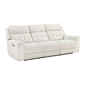 Polished Microfiber Power Double Reclining Sofa