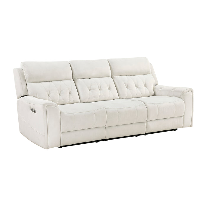Polished Microfiber Power Double Reclining Sofa