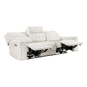 Polished Microfiber Power Double Reclining Sofa
