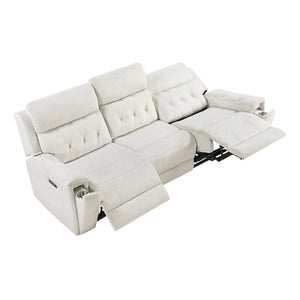 Polished Microfiber Power Double Reclining Sofa