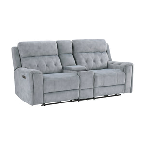Polished Microfiber Power Double Reclining Loveseat