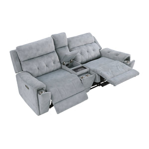 Polished Microfiber Power Double Reclining Loveseat