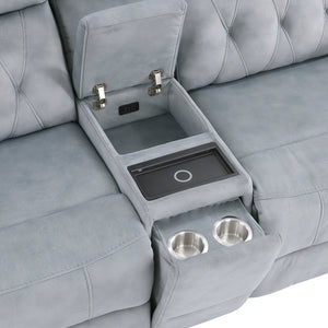 Polished Microfiber Power Double Reclining Loveseat