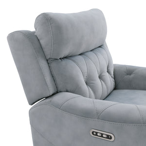 Polished Microfiber Power Double Reclining Loveseat