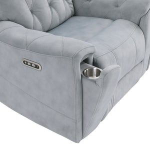 Polished Microfiber Power Double Reclining Loveseat