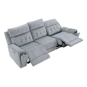 Polished Microfiber Power Double Reclining Sofa