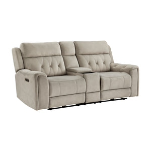 Polished Microfiber Power Double Reclining Loveseat