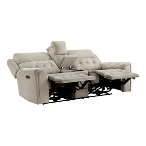 Polished Microfiber Power Double Reclining Loveseat