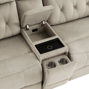Polished Microfiber Power Double Reclining Loveseat