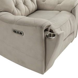 Polished Microfiber Power Double Reclining Loveseat