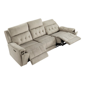 Polished Microfiber Power Double Reclining Sofa