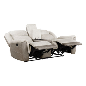Chenille Fabric Double Reclining Loveseat