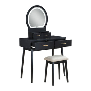 Vanity Dresser with Mirror and Stool