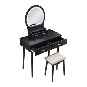 Vanity Dresser with Mirror and Stool