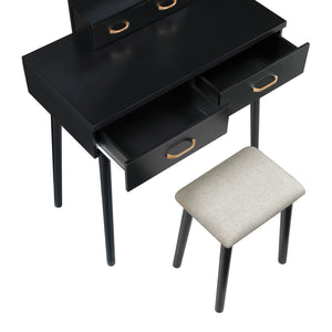 Vanity Dresser with Mirror and Stool