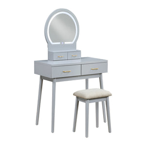 Vanity Dresser with Mirror and Stool