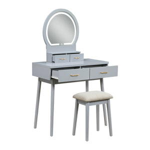 Vanity Dresser with Mirror and Stool
