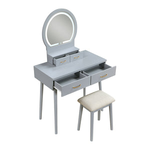 Vanity Dresser with Mirror and Stool