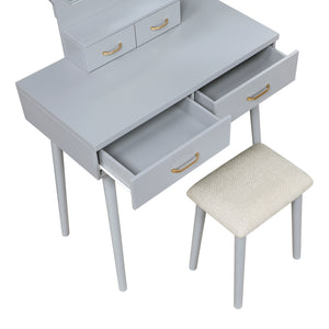 Vanity Dresser with Mirror and Stool
