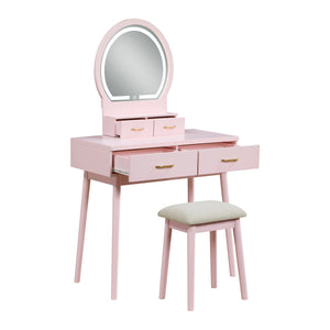 Vanity Dresser with Mirror and Stool