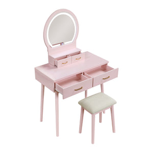Vanity Dresser with Mirror and Stool
