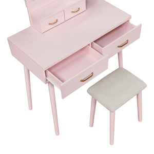 Vanity Dresser with Mirror and Stool