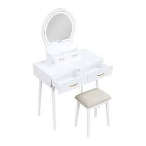 Vanity Dresser with Mirror and Stool