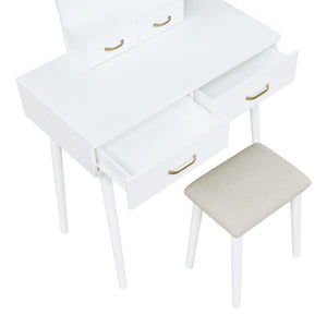 Vanity Dresser with Mirror and Stool
