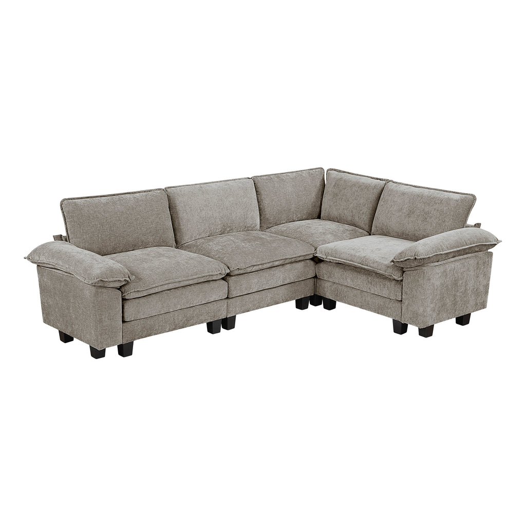 Chenille Fabric 4-Piece Modular Sectional