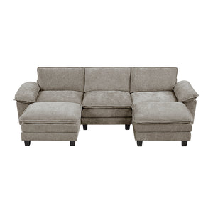 Chenille Fabric 5-Piece Modular Sectional with Two Ottomans
