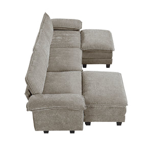 Chenille Fabric 5-Piece Modular Sectional with Two Ottomans