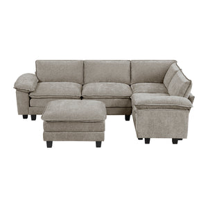 Chenille Fabric 5-Piece Modular Sectional with Ottoman