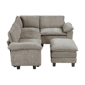 Chenille Fabric 5-Piece Modular Sectional with Ottoman