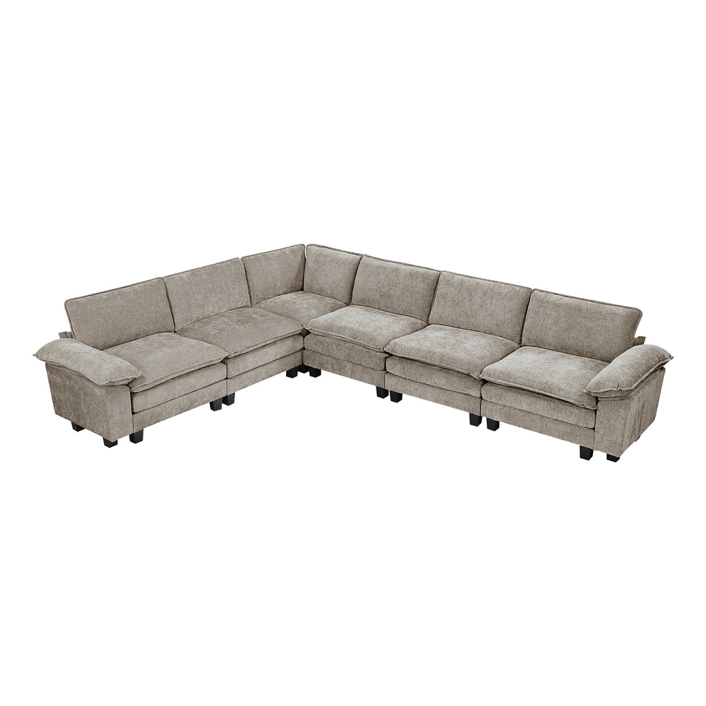 Chenille Fabric 6-Piece Modular Sectional
