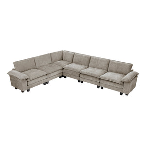 Chenille Fabric 6-Piece Modular Sectional