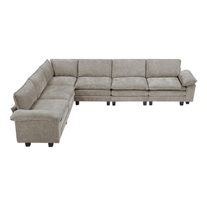 Chenille Fabric 6-Piece Modular Sectional