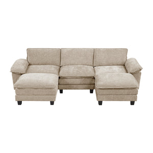 Chenille Fabric 5-Piece Modular Sectional with Two Ottomans