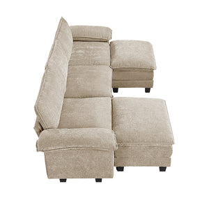 Chenille Fabric 5-Piece Modular Sectional with Two Ottomans