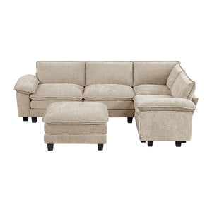 Chenille Fabric 5-Piece Modular Sectional with Ottoman