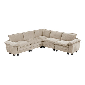 Chenille Fabric 5-Piece Modular Sectional
