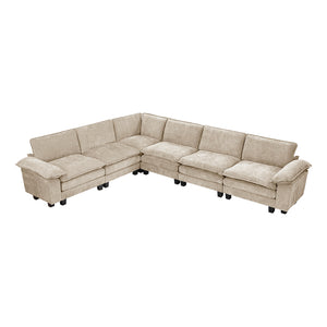 Chenille Fabric 6-Piece Modular Sectional