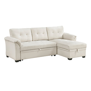 Textured Fabric 2- Piece Sectional with Reversible Chaise, Storage and Pull-out Bed