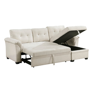 Textured Fabric 2- Piece Sectional with Reversible Chaise, Storage and Pull-out Bed