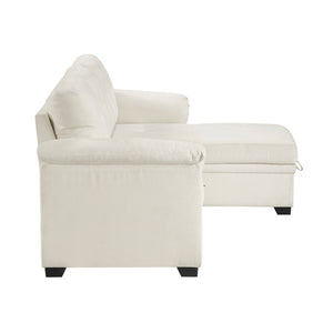 Textured Fabric 2- Piece Sectional with Reversible Chaise, Storage and Pull-out Bed