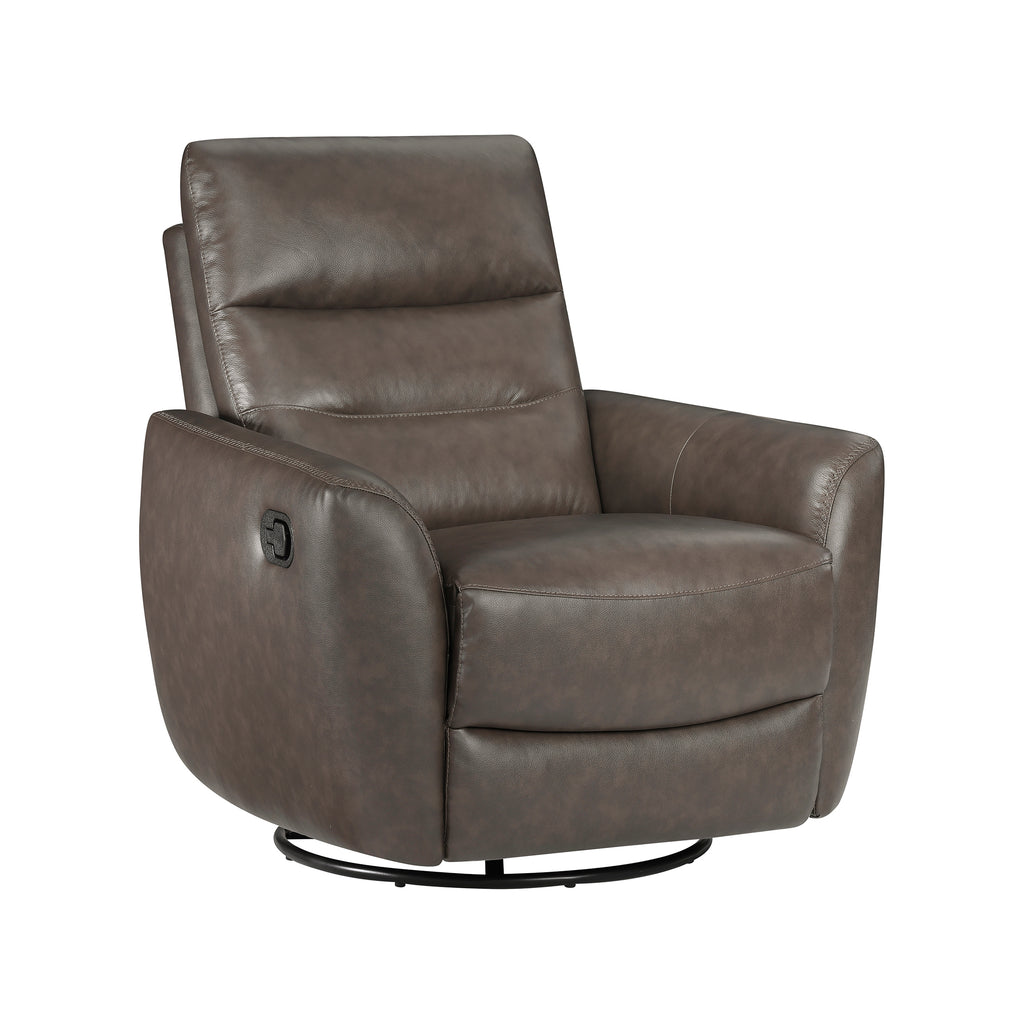 Leather Match Manual Swivel Glider Reclining Chair