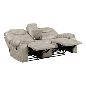 Polished Microfiber Double Reclining Loveseat