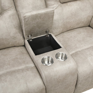 Polished Microfiber Double Reclining Loveseat