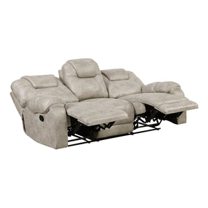 Polished Microfiber Double Reclining Sofa